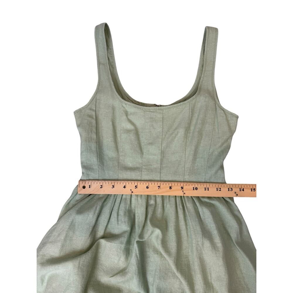 Christian Lacroix Dress Womens 4 Sage Green Linen Feminine Romantic Cottagecore - Picture 8 of 12
